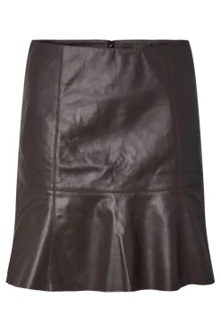 New YAS colly Naplon Leather Skirt 5091002 Chocolate Brown