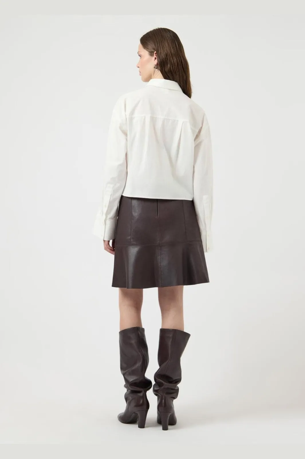 New YAS colly Naplon Leather Skirt 5091002 Chocolate Brown