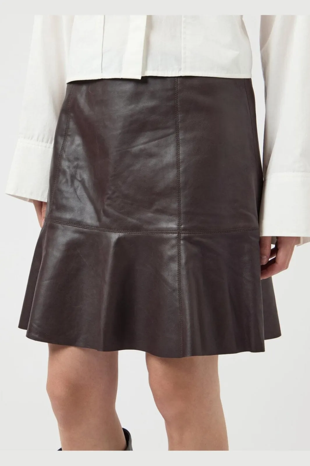 New YAS colly Naplon Leather Skirt 5091002 Chocolate Brown