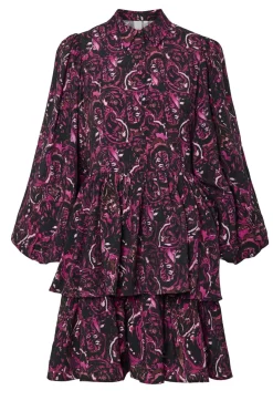 Sale YAS isa Ls Shirt Dress 4773116 Black Pink Petita Print