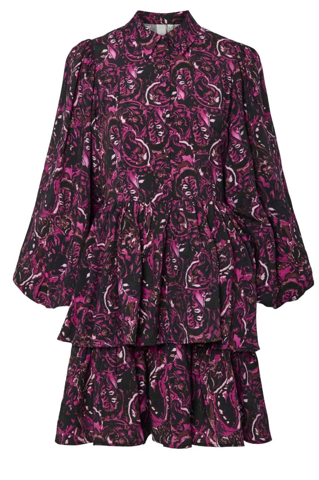 Sale YAS isa Ls Shirt Dress 4773116 Black Pink Petita Print