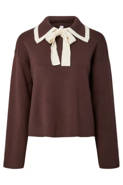 Hot YAS josie Ls Bow Knit Top 5091003 Chocolate Brown