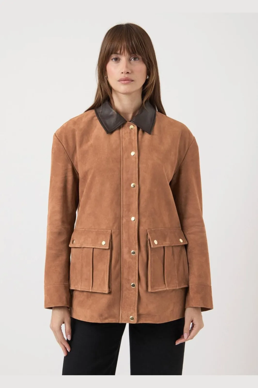 Clearance YAS kaia Ls Suede Leather Jacket 5001695 Nuthatch