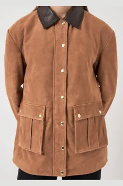 Clearance YAS kaia Ls Suede Leather Jacket 5001695 Nuthatch