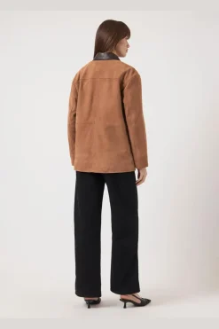 Clearance YAS kaia Ls Suede Leather Jacket 5001695 Nuthatch