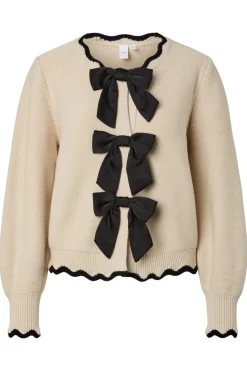 YAS lelu Ls Bow Knit Cardigan 5102378 Birch