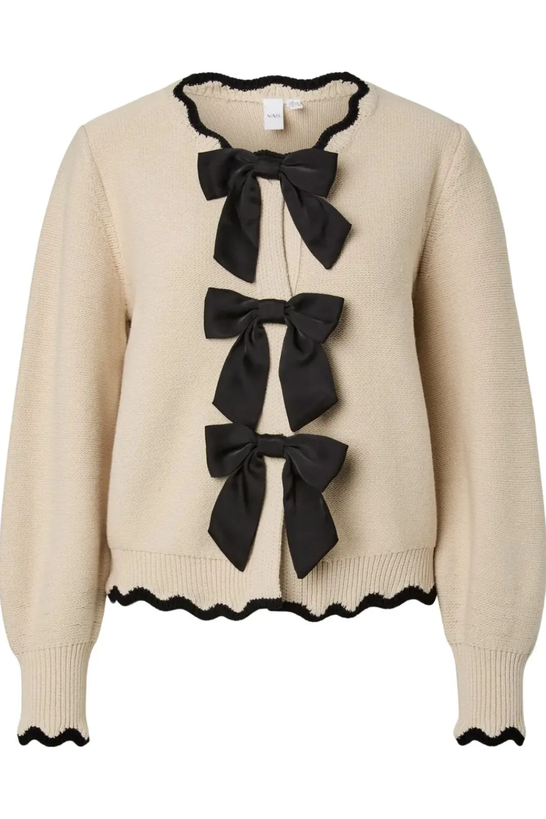 YAS lelu Ls Bow Knit Cardigan 5102378 Birch