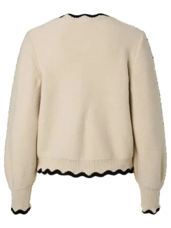 YAS lelu Ls Bow Knit Cardigan 5102378 Birch