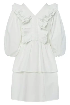 YAS runa 3/4 Ruffle Dress 4881765 Star White
