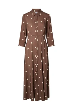 Hot YAS savanna Long Shirt Dress 5084684 Pinecone Ecru Dots