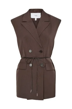 Best YAS shimma Waistcoat 4877080 Chocolate Brown W. Metallic Pinstripe