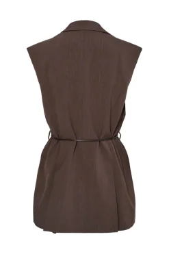 Best YAS shimma Waistcoat 4877080 Chocolate Brown W. Metallic Pinstripe