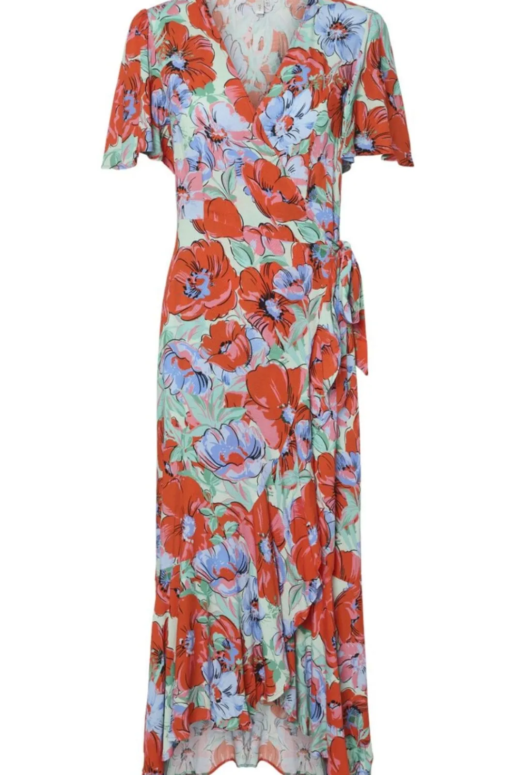 Hot YAS sirima Ss Wrap Long Dress 4778124 Cherry Tomato Sirima Aop