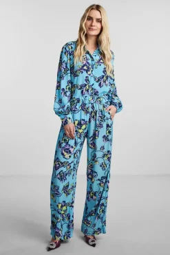 Discount YAS topaz Ls Shirt S. Blue Topaz Topaz print