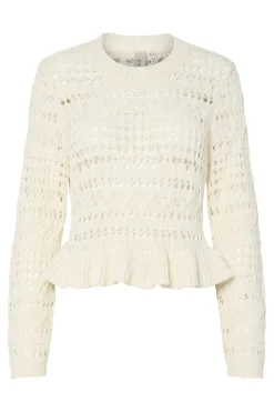Best YAS tucca Ls Short Knit Pullover 4700237 Gardenia