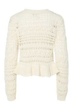 Best YAS tucca Ls Short Knit Pullover 4700237 Gardenia