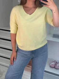 Outlet A-bee Zara Strikbluse Light yellow
