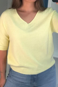 Outlet A-bee Zara Strikbluse Light yellow