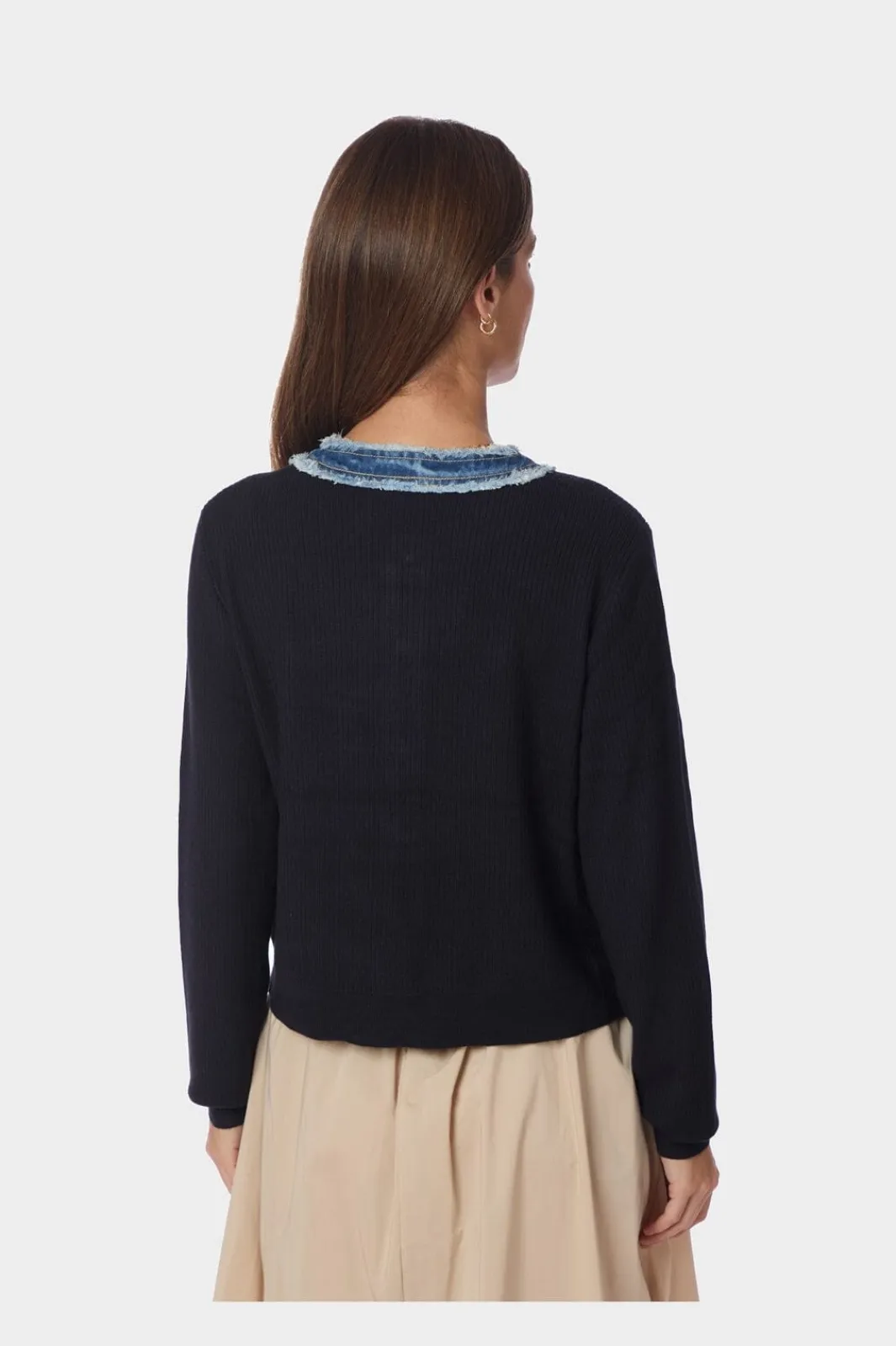 Clearance Neo Noir Zelma Knit Denim Cardigan 167245 141