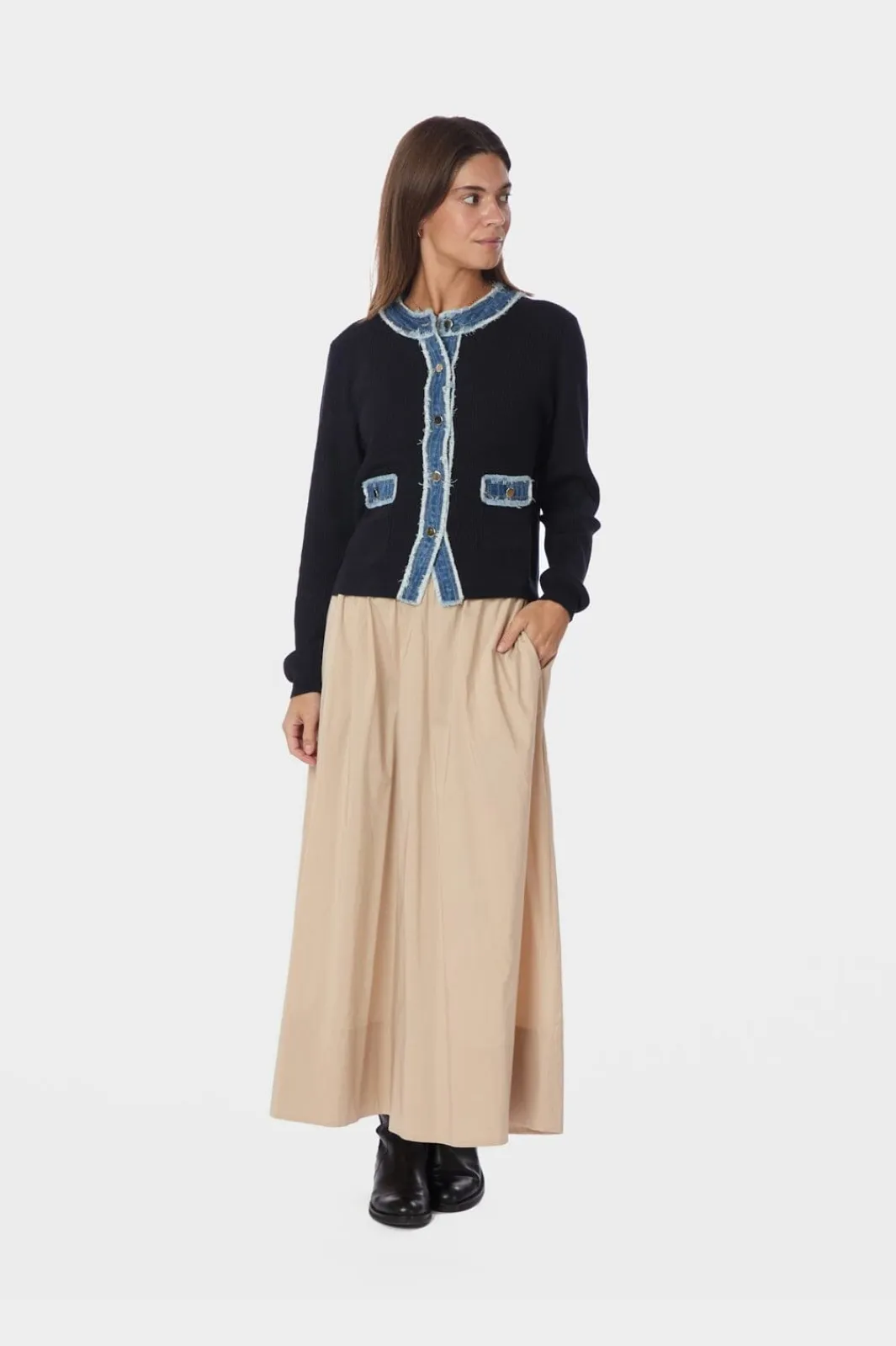 Clearance Neo Noir Zelma Knit Denim Cardigan 167245 141