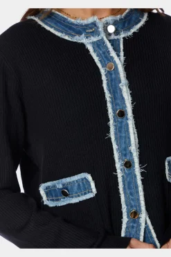 Clearance Neo Noir Zelma Knit Denim Cardigan 167245 141