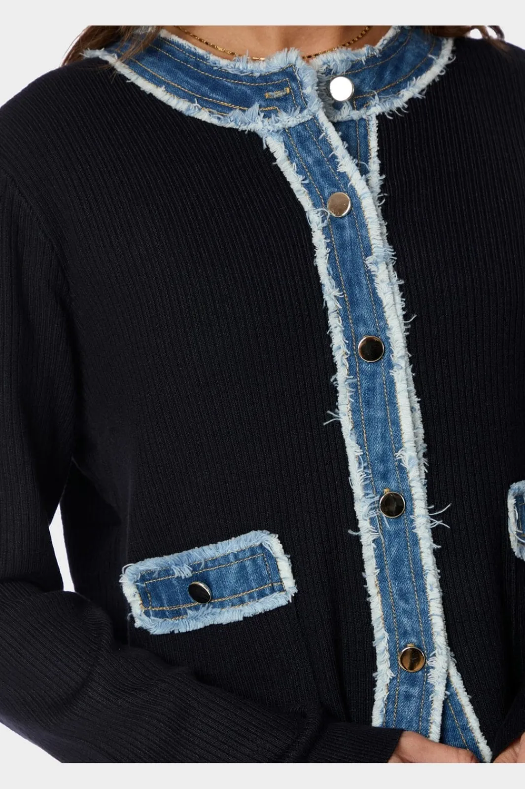 Clearance Neo Noir Zelma Knit Denim Cardigan 167245 141