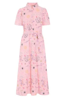 Outlet Hunkøn Zoe Dress 26062 Pink Sea Creatures Art Print