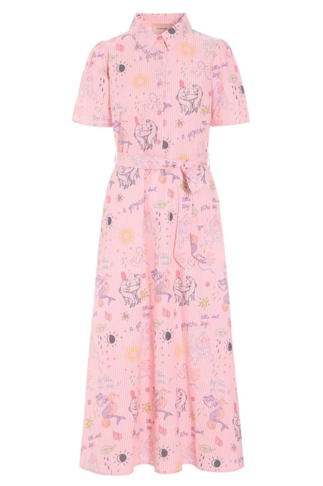 Outlet Hunkøn Zoe Dress 26062 Pink Sea Creatures Art Print