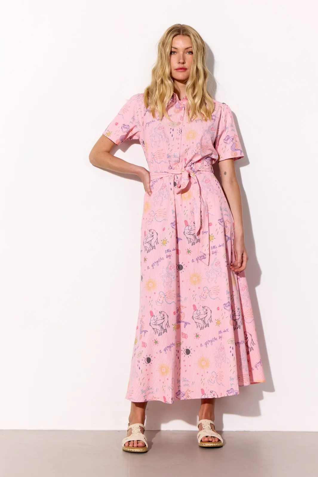 Outlet Hunkøn Zoe Dress 26062 Pink Sea Creatures Art Print