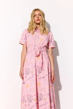 Outlet Hunkøn Zoe Dress 26062 Pink Sea Creatures Art Print